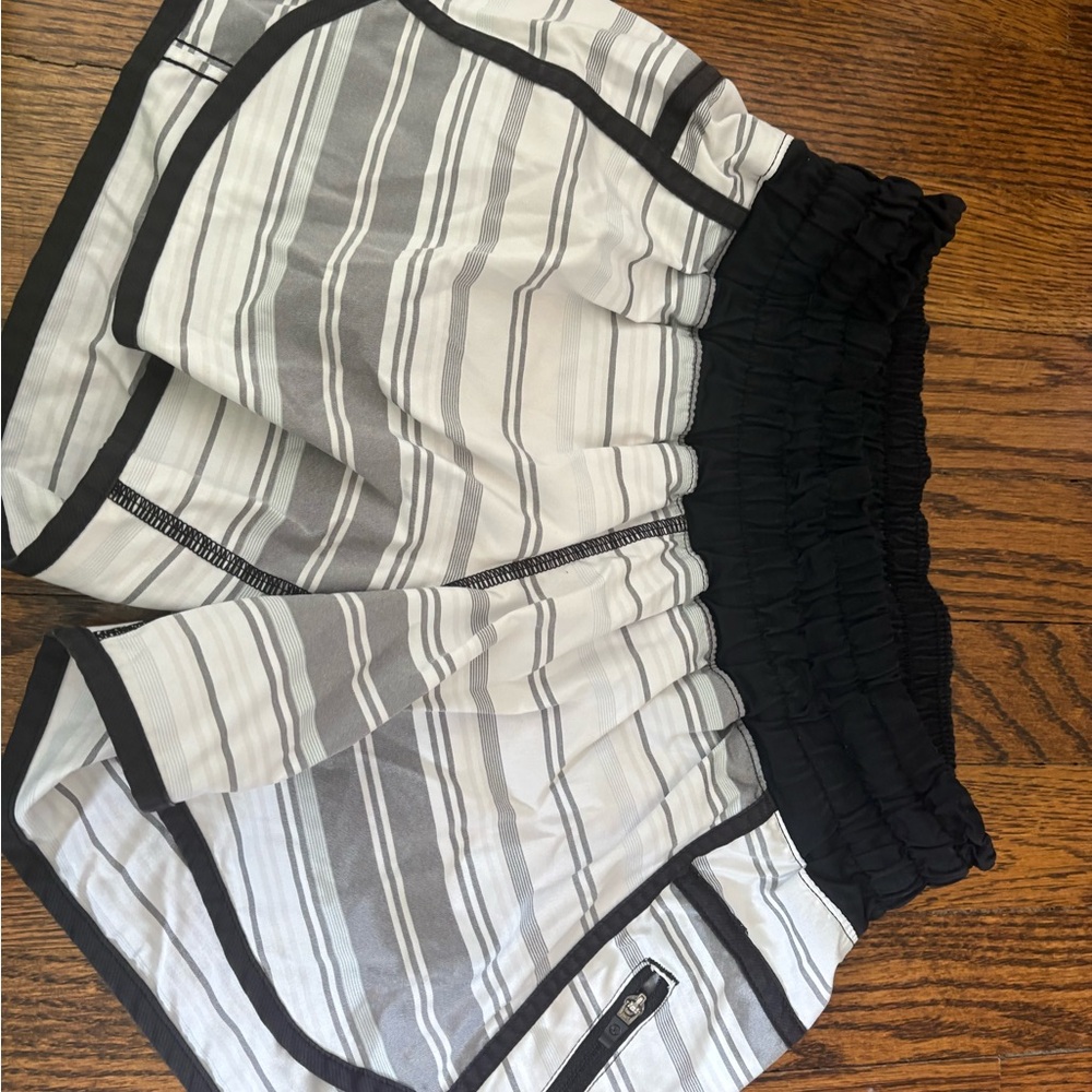 lululemon athletica older style Black and White Striped Athletic Shorts